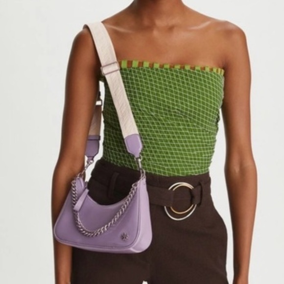 TORY BURCH Mini Leather Satchel Purse Small 151 Mercer Crescent Bag in Lavender - Picture 15 of 15